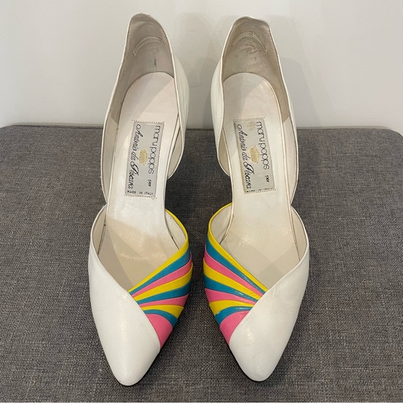 MARY POPPS Vintage 80s Retro Rainbow 3” Pumps - Size 7.5 - Picture 2 of 14